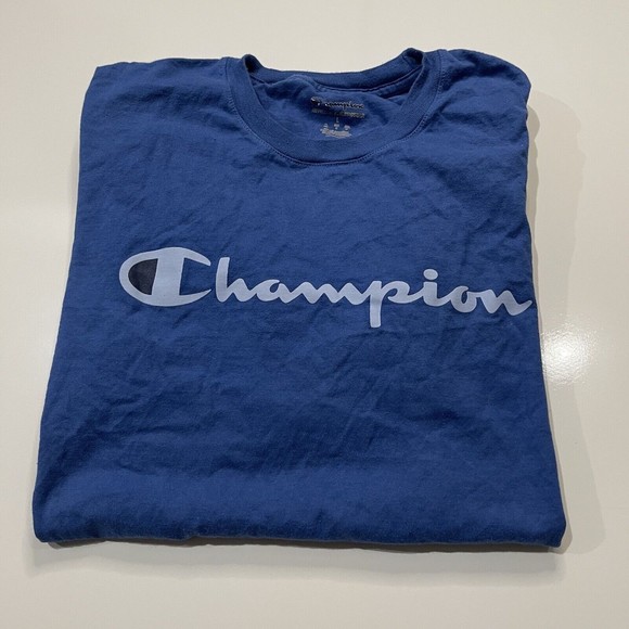 Champion Other - CHAMPION - T SHIRT TEE - MENS SIZE LARGE - SHORT SLEEVE BLUE - COTTON - GUC